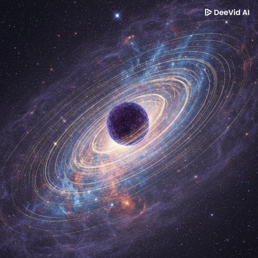 Artistic representation of the Milky Way, where the innermost stars move at near relativistic speeds around a dense core of dark matter.