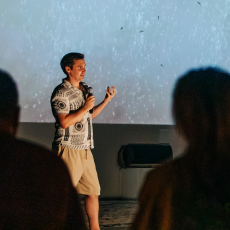 Dr James O'Donoghue speaking in the Maldives.